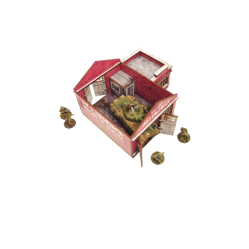 Pre-painted WW2 Normandy Garage with Petrol Station